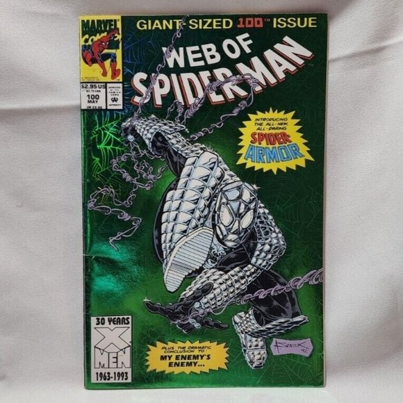 Web of Spider-Man #100 Giant-Sized Green Foil 1993 Marvel Comics Sleeved Boarded - Picture 1 of 5